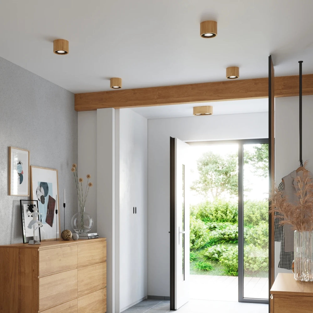 Sollux Lighting BASIC 2 faretto LED da soffitto, legno naturale, IP20, 220-240V, max 50W, CE RoHS