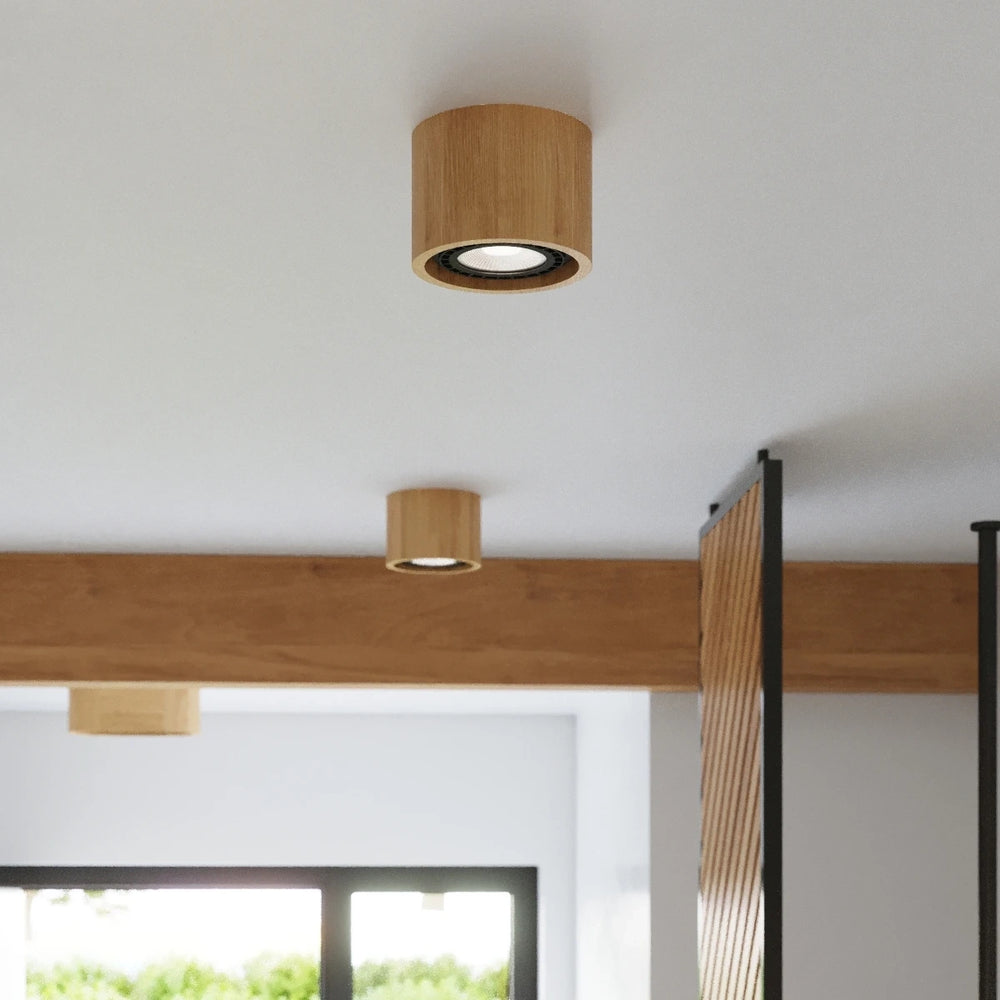 Sollux Lighting BASIC 2 faretto LED da soffitto, legno naturale, IP20, 220-240V, max 50W, CE RoHS