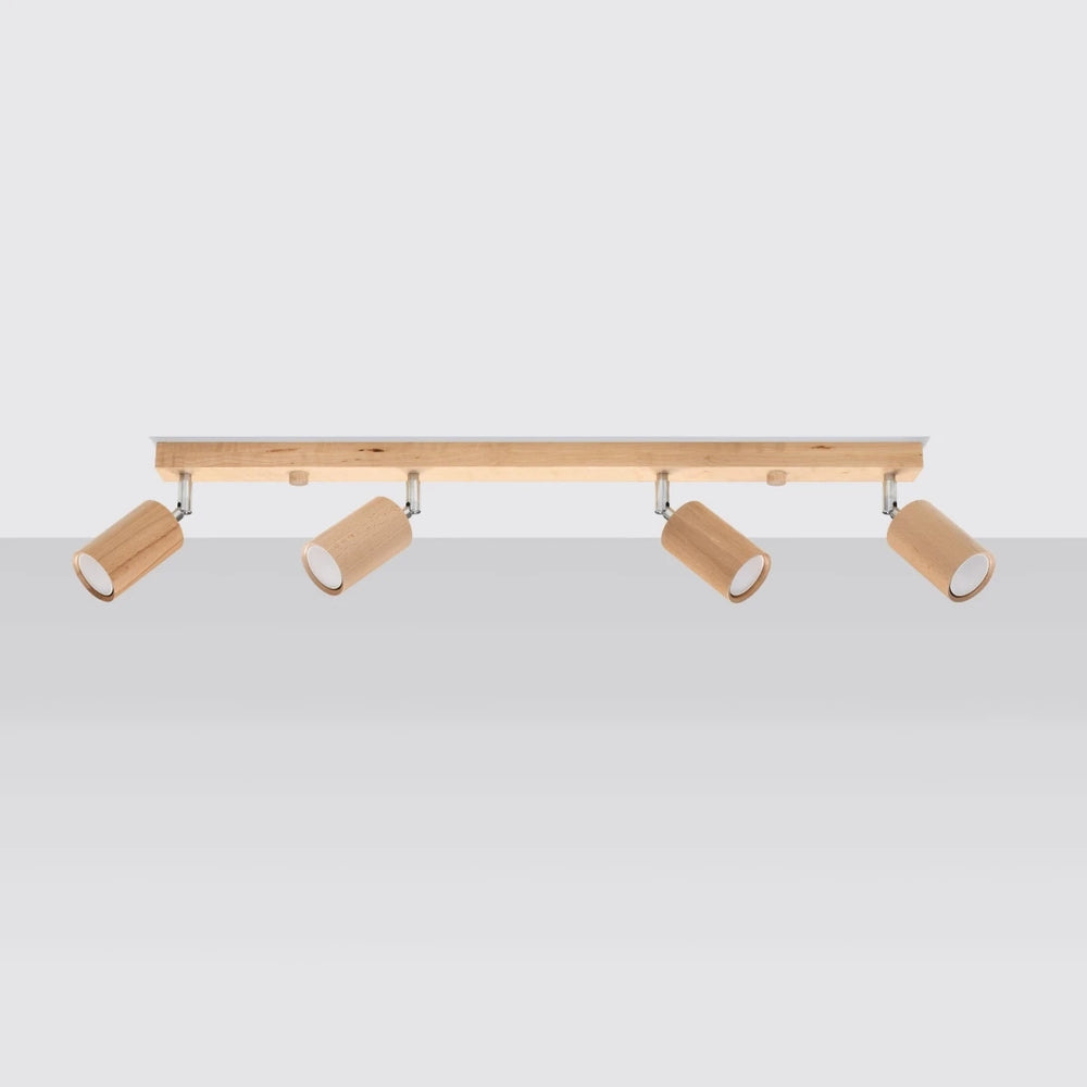 Sollux Lighting BERG 4 faretto da soffitto LED, legno naturale, IP20, 220-240V, CRI 80, CE RoHS, 4x50W max