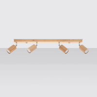 Sollux Lighting BERG 4 LED ceiling spotlight, natural wood, IP20, 220-240V, CRI 80, CE RoHS, 4x50W max