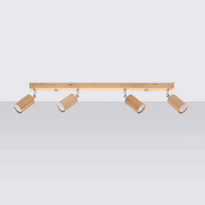 Sollux Lighting BERG 4 LED ceiling spotlight, natural wood, IP20, 220-240V, CRI 80, CE RoHS, 4x50W max