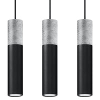 Sollux Lighting BORGIO 3L lampada a sospensione LED, cemento Nero Grigio, 3 x GU10, IP20, 230V, CE