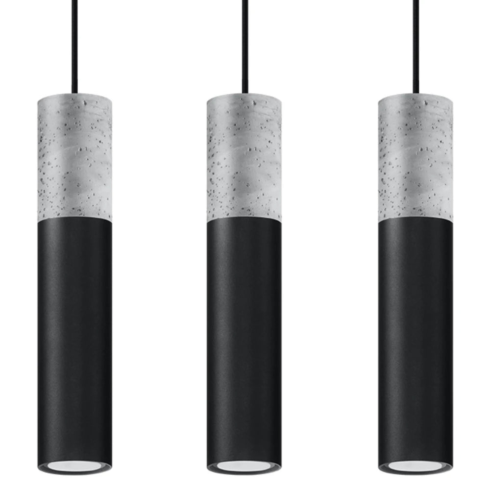 Sollux Lighting BORGIO 3L lampada a sospensione LED, cemento Nero Grigio, 3 x GU10, IP20, 230V, CE