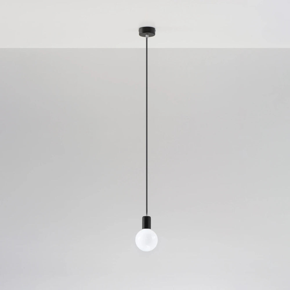 Sollux Lighting lampada a sospensione Edison Nera, compatibile con LED, finitura in alluminio oro opaco e ottone, 220-240V, IP20, CE RoHS