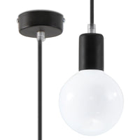 Sollux Lighting lampada a sospensione Edison Nera, compatibile con LED, finitura in alluminio oro opaco e ottone, 220-240V, IP20, CE RoHS