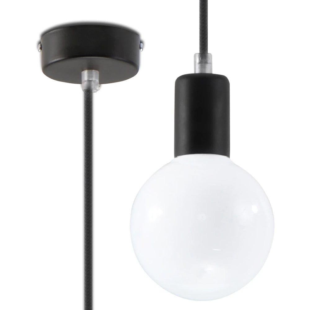Sollux Lighting lampada a sospensione Edison Nera, compatibile con LED, finitura in alluminio oro opaco e ottone, 220-240V, IP20, CE RoHS