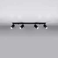 Sollux Lighting Faretto da soffitto LED Nero RING, 4 attacchi GU10, IP20, alluminio, CE RoHS
