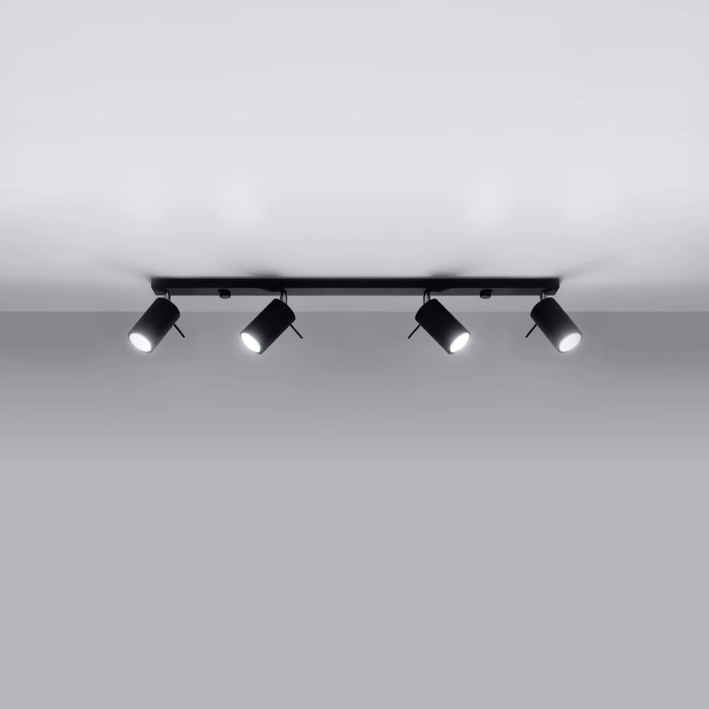 Sollux Lighting Faretto da soffitto LED Nero RING, 4 attacchi GU10, IP20, alluminio, CE RoHS
