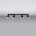 Sollux Lighting Faretto da soffitto LED Nero RING, 4 attacchi GU10, IP20, alluminio, CE RoHS