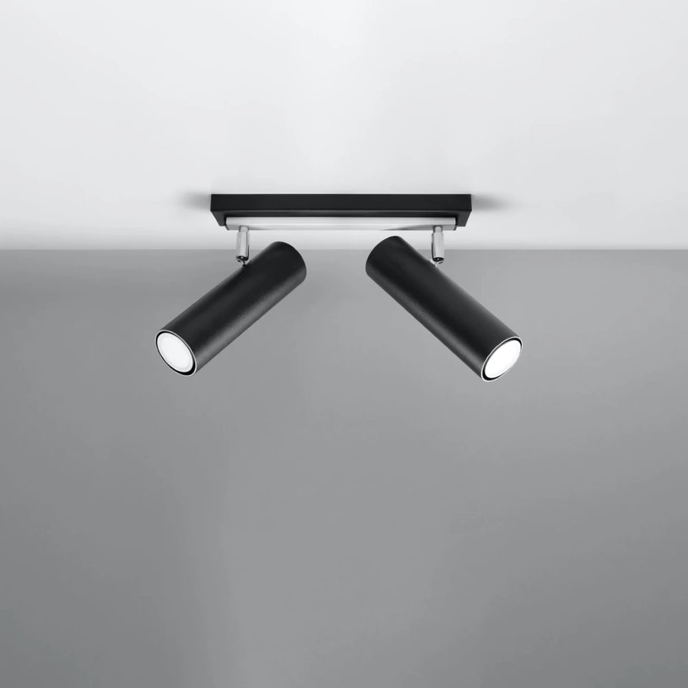 Sollux Lighting Faretto LED da soffitto Nero Argento, 2 x GU10, IP20, Alluminio, 220-240V, CE RoHS