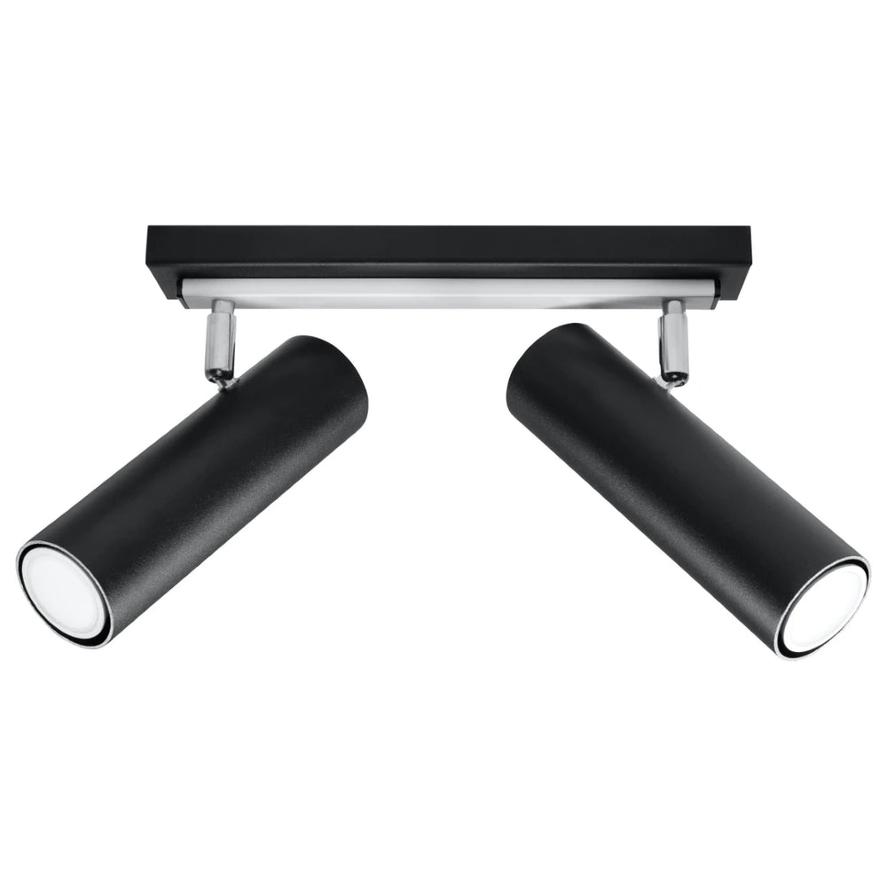 Sollux Lighting Faretto LED da soffitto Nero Argento, 2 x GU10, IP20, Alluminio, 220-240V, CE RoHS