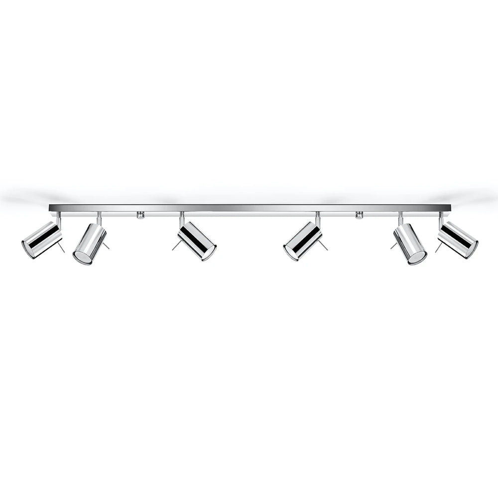 Sollux Lighting faretto LED da soffitto anello cromato, 6x portalampade GU10, IP20, alluminio, CE RoHS