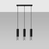 Lampada a sospensione LED Sollux Lighting Black Chrome LOOPEZ, 3x portalampade GU10, IP20, alluminio, 220-240V