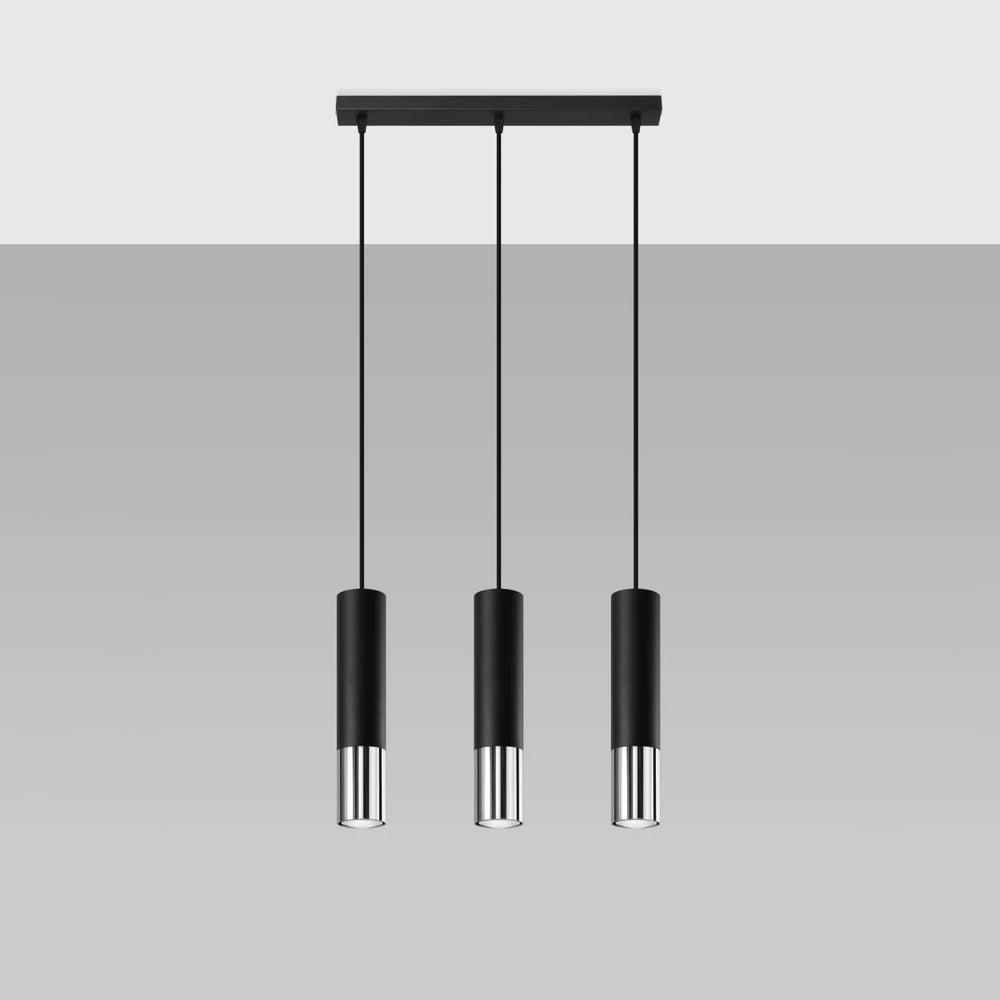 Lampada a sospensione LED Sollux Lighting Black Chrome LOOPEZ, 3x portalampade GU10, IP20, alluminio, 220-240V