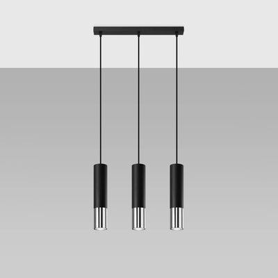 Lampada a sospensione LED Sollux Lighting Black Chrome LOOPEZ, 3x portalampade GU10, IP20, alluminio, 220-240V