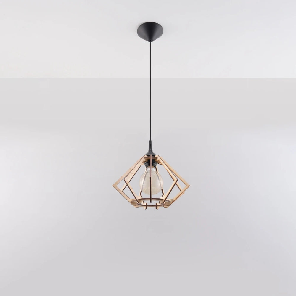 Sollux Lighting lampada a sospensione LED legno POMPELMO, attacco E27, IP20, 220-240V, finitura Ottone Oro Opaco