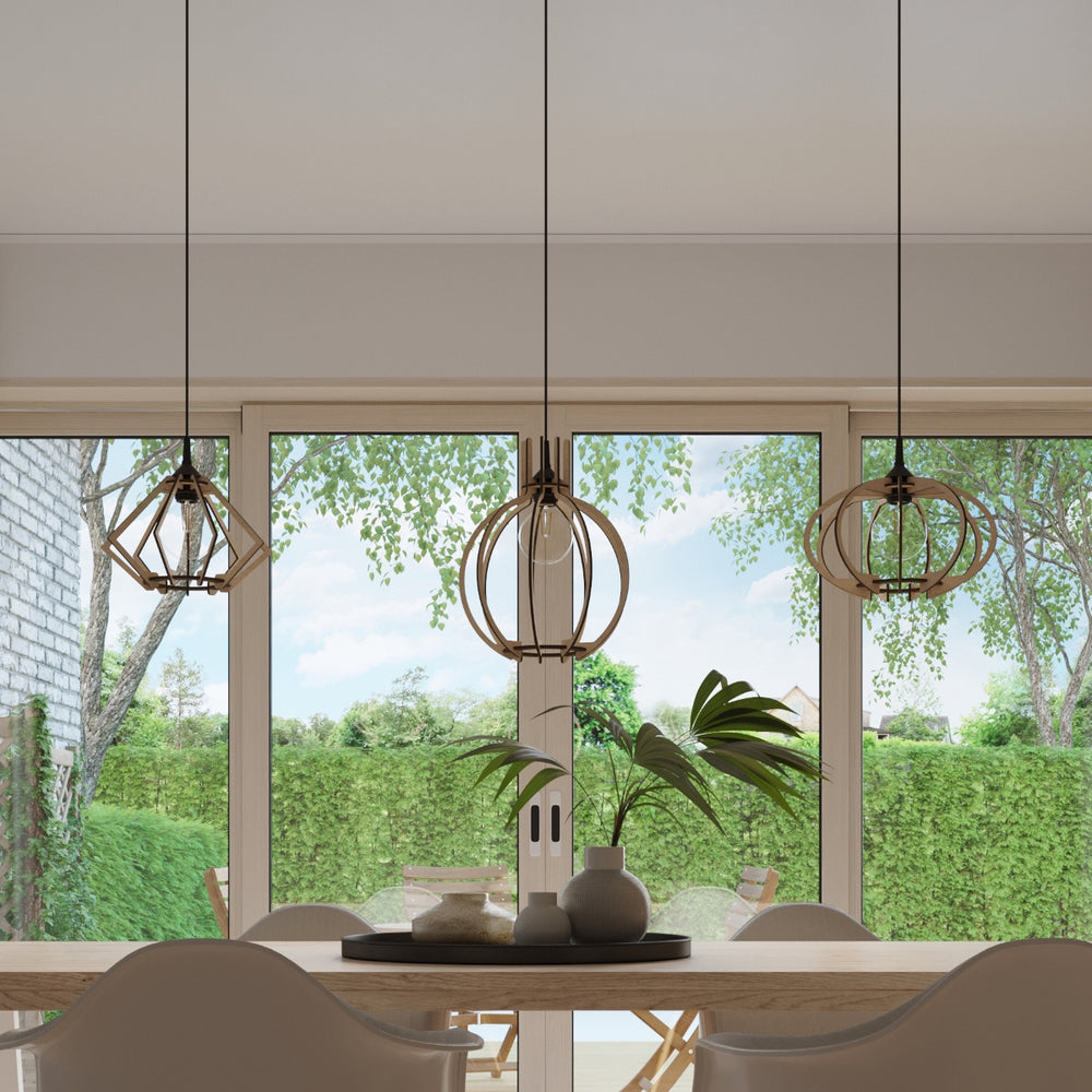 Lampada a sospensione LED Sollux Lighting ARANCIA in legno, portalampada E27, IP20, finitura Ottone Dorato Opaco, 220-240V
