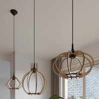 Lampada a sospensione LED Sollux Lighting ARANCIA in legno, portalampada E27, IP20, finitura Ottone Dorato Opaco, 220-240V