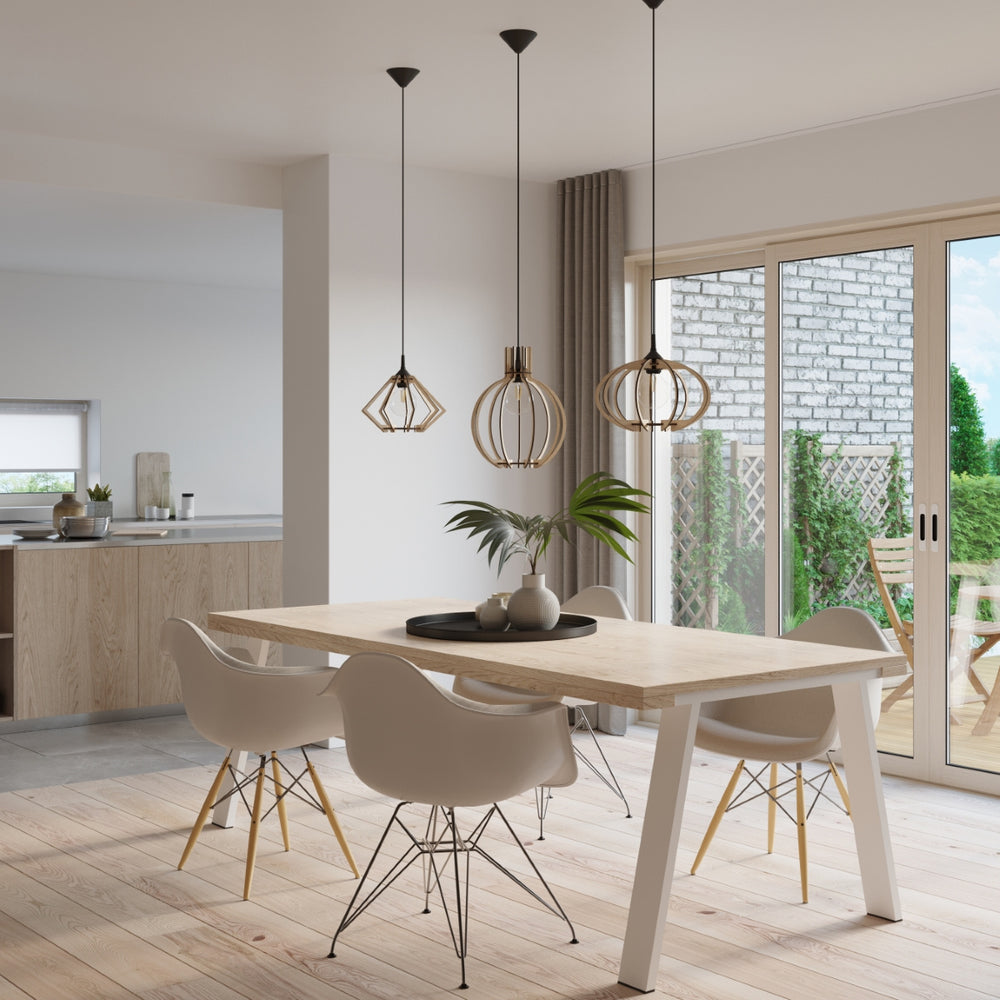 Lampada a sospensione LED Sollux Lighting ARANCIA in legno, portalampada E27, IP20, finitura Ottone Dorato Opaco, 220-240V