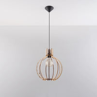 Lampada a sospensione LED Sollux Lighting ARANCIA in legno, portalampada E27, IP20, finitura Ottone Dorato Opaco, 220-240V