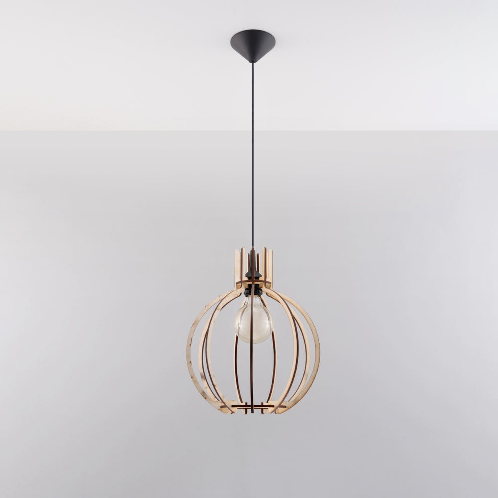 Lampada a sospensione LED Sollux Lighting ARANCIA in legno, portalampada E27, IP20, finitura Ottone Dorato Opaco, 220-240V