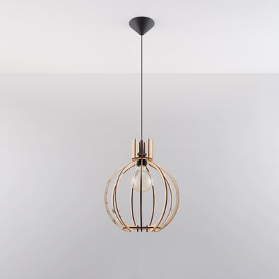 Sollux Lighting LED pendant lamp ARANCIA wood, E27 socket, IP20, Matt Gold Brass finish, 220-240V