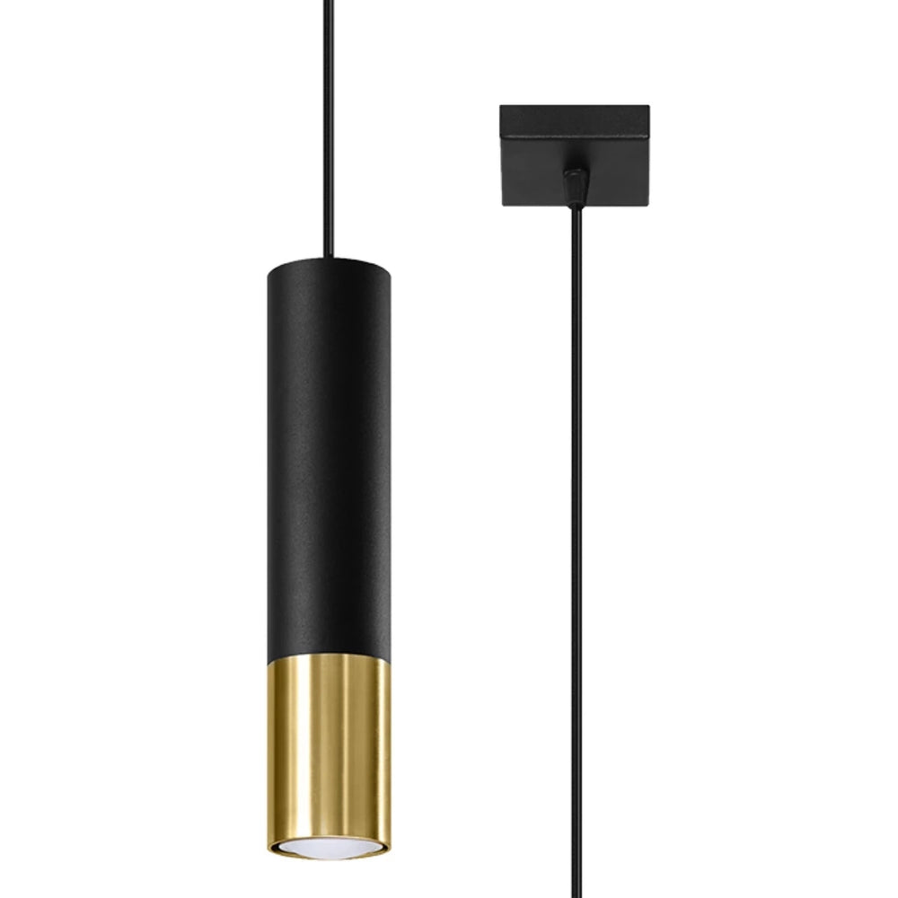 Lampada a sospensione LED Sollux Lighting Nero Oro LOOPEZ, 1xGU10, Alluminio, IP20, 220-240V, CE RoHS