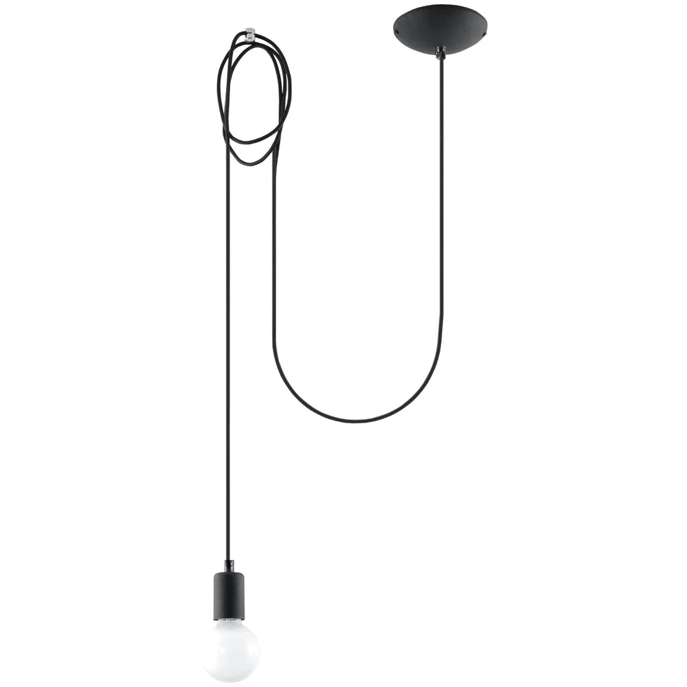 Sollux Lighting Lampada a sospensione LED Edison 1 Nera, 220-240V, IP20, max 50W, Alluminio e Acciaio, CE RoHS