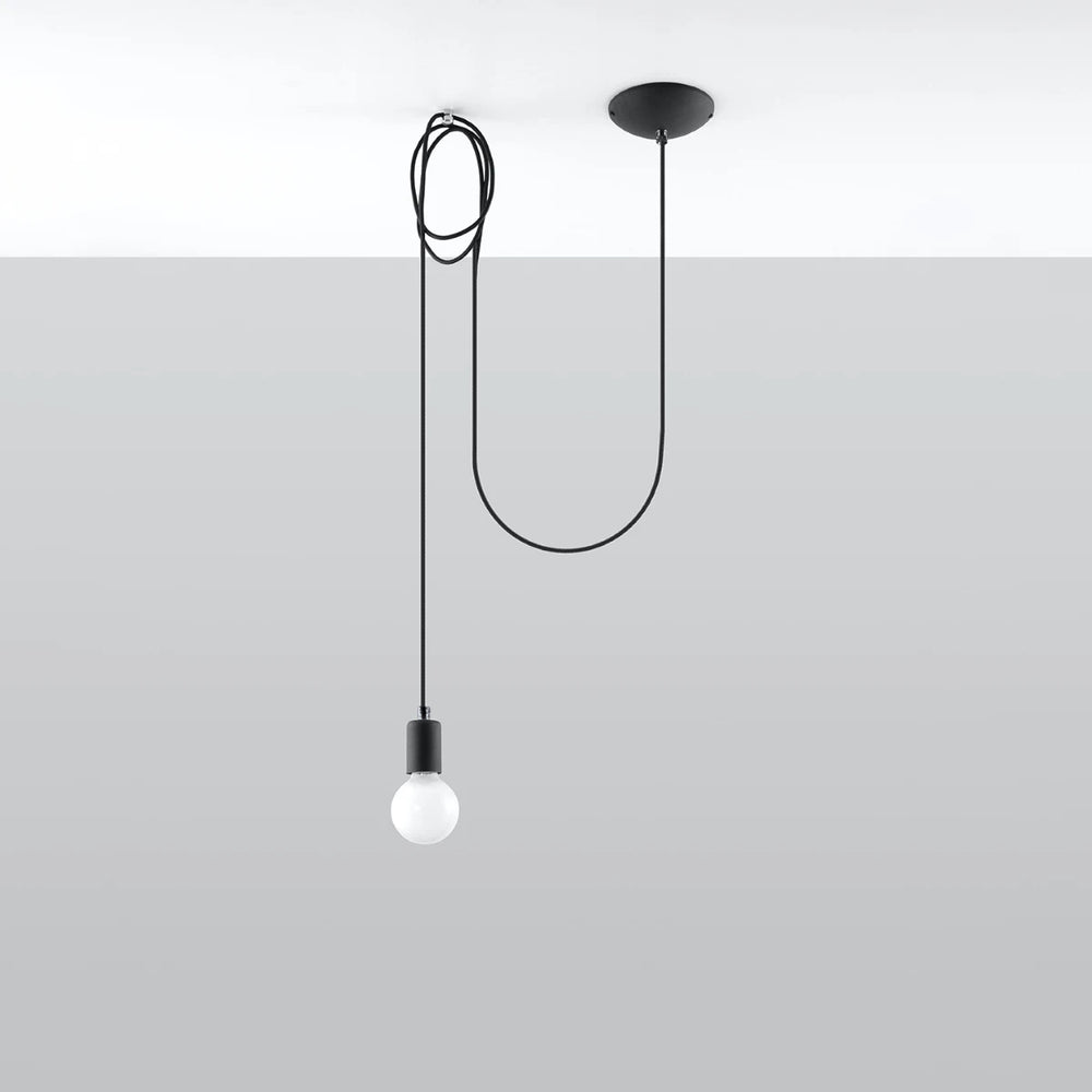 Sollux Lighting Lampada a sospensione LED Edison 1 Nera, 220-240V, IP20, max 50W, Alluminio e Acciaio, CE RoHS