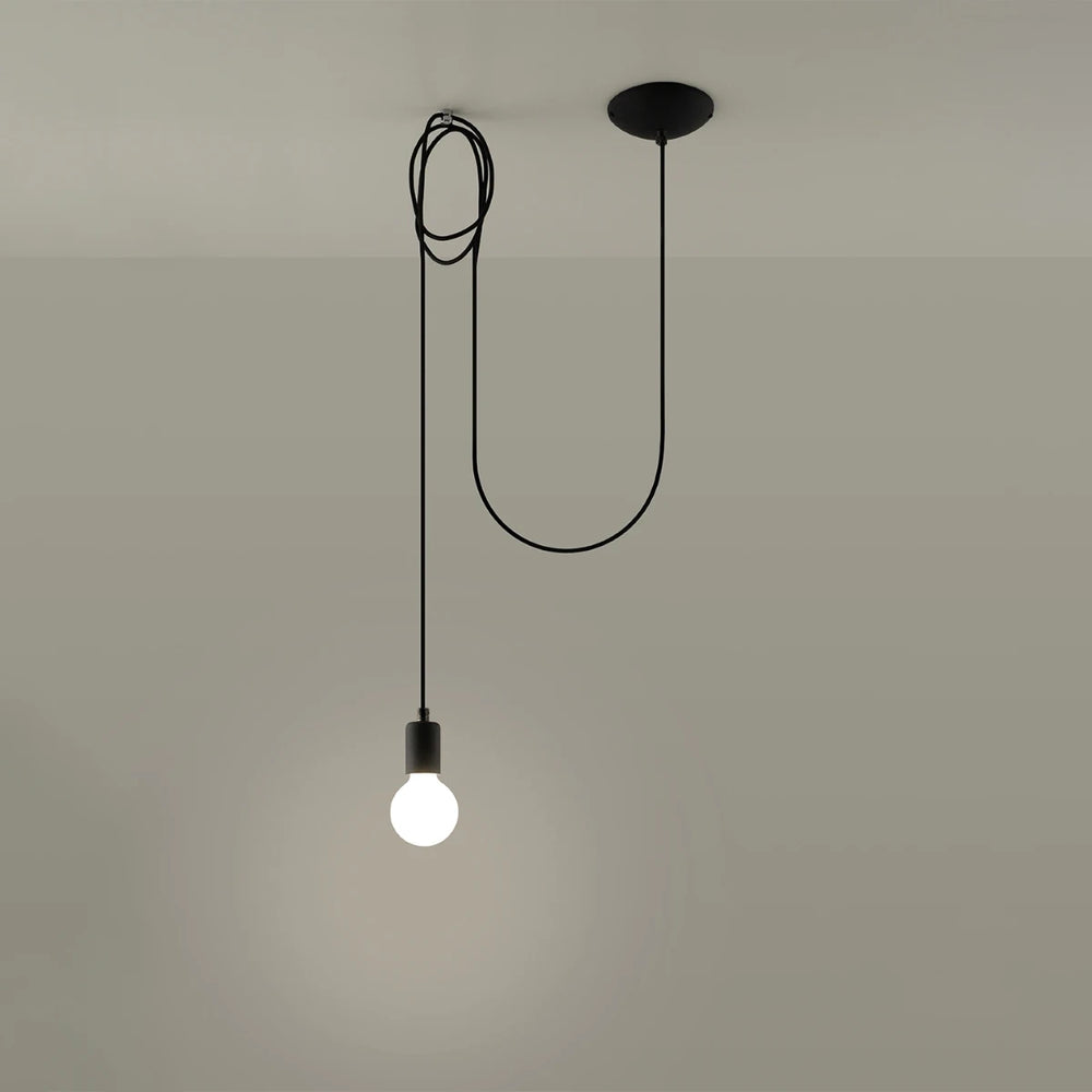 Sollux Lighting Lampada a sospensione LED Edison 1 Nera, 220-240V, IP20, max 50W, Alluminio e Acciaio, CE RoHS