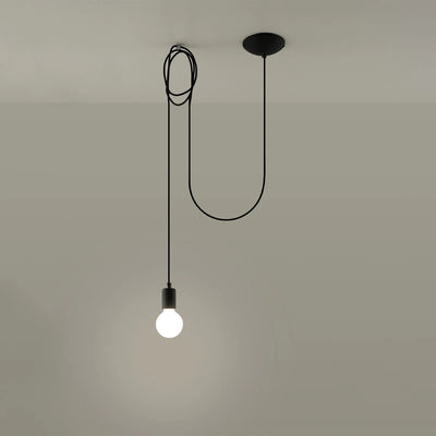 Sollux Lighting Lampada a sospensione LED Edison 1 Nera, 220-240V, IP20, max 50W, Alluminio e Acciaio, CE RoHS