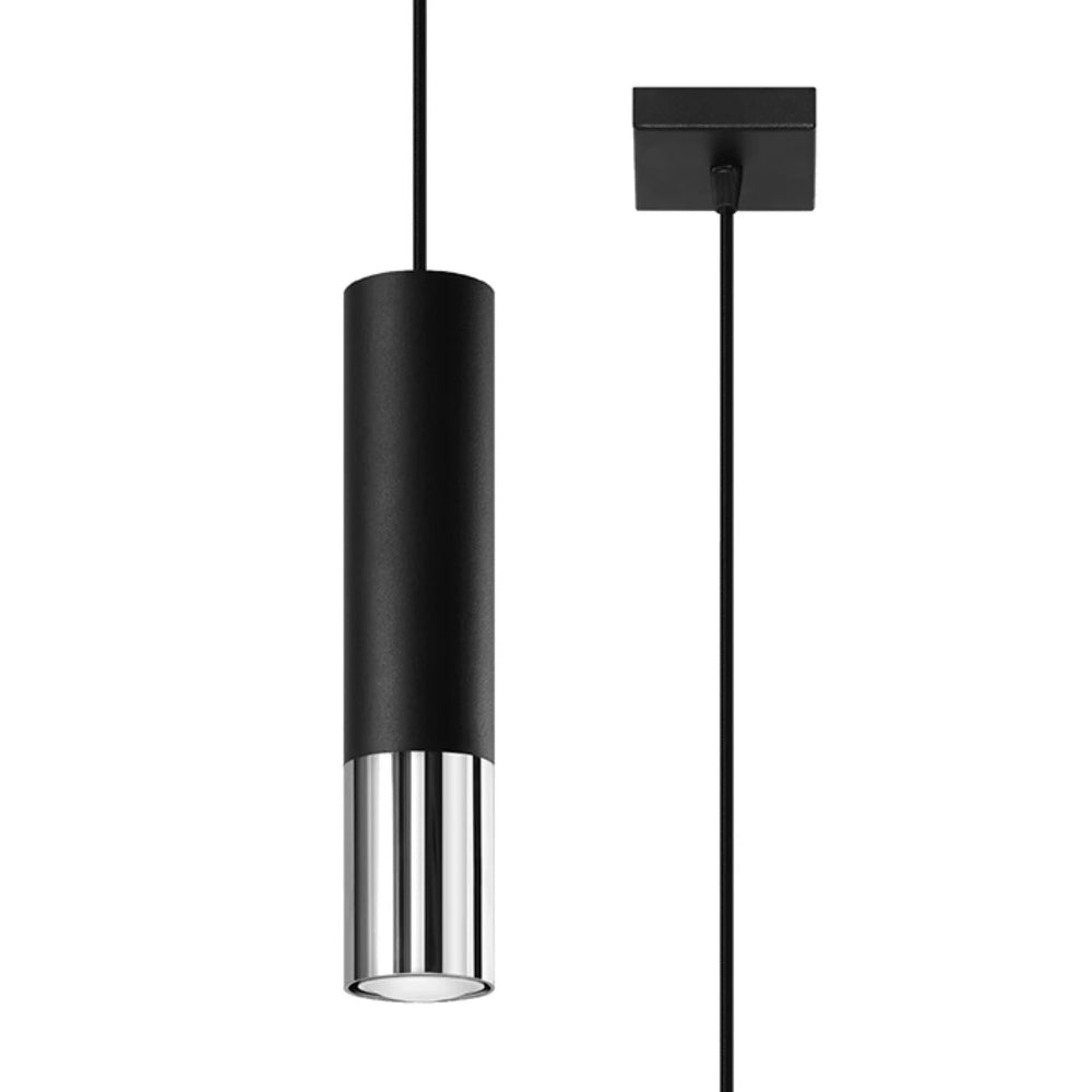 Lampada a sospensione LED Sollux Lighting Loopez Cromo Nero, 1x GU10, IP20, 220-240V, Alluminio