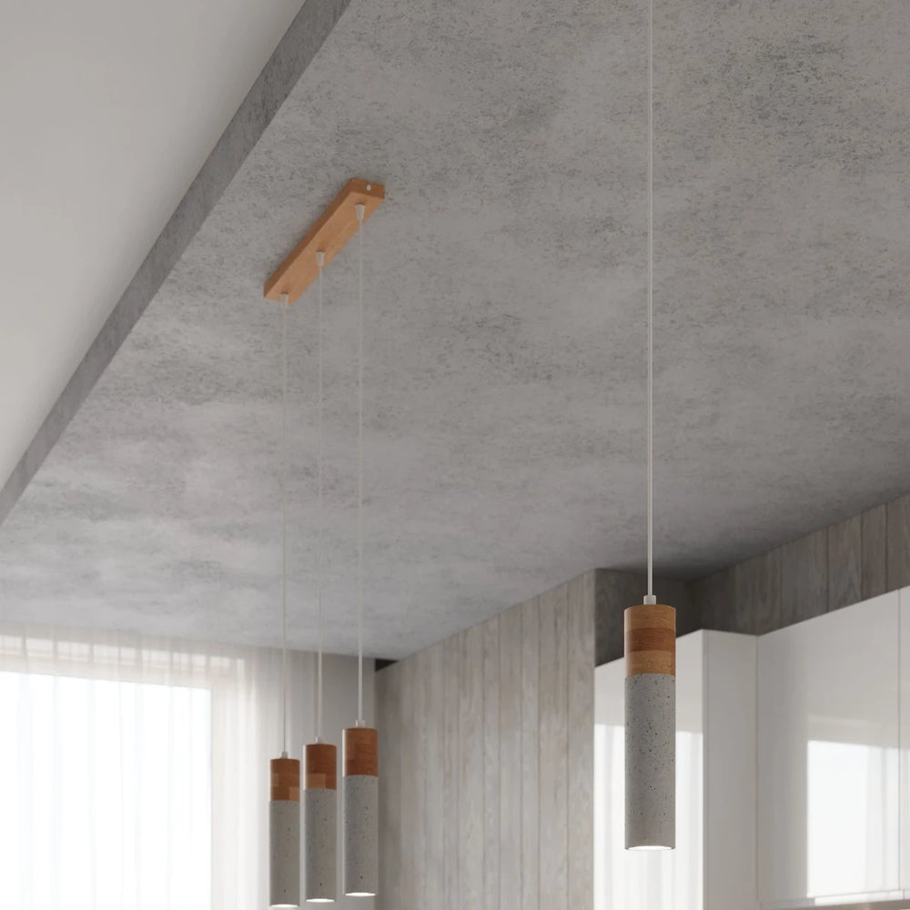 Lampada a sospensione LED Sollux Lighting ZANE con 3 portalampade GU10, finitura Beton Wood, certificata IP20, CE RoHS