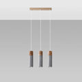 Lampada a sospensione LED Sollux Lighting ZANE con 3 portalampade GU10, finitura Beton Wood, certificata IP20, CE RoHS