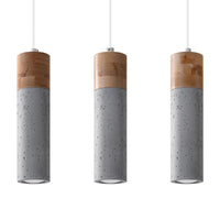Lampada a sospensione LED Sollux Lighting ZANE con 3 portalampade GU10, finitura Beton Wood, certificata IP20, CE RoHS