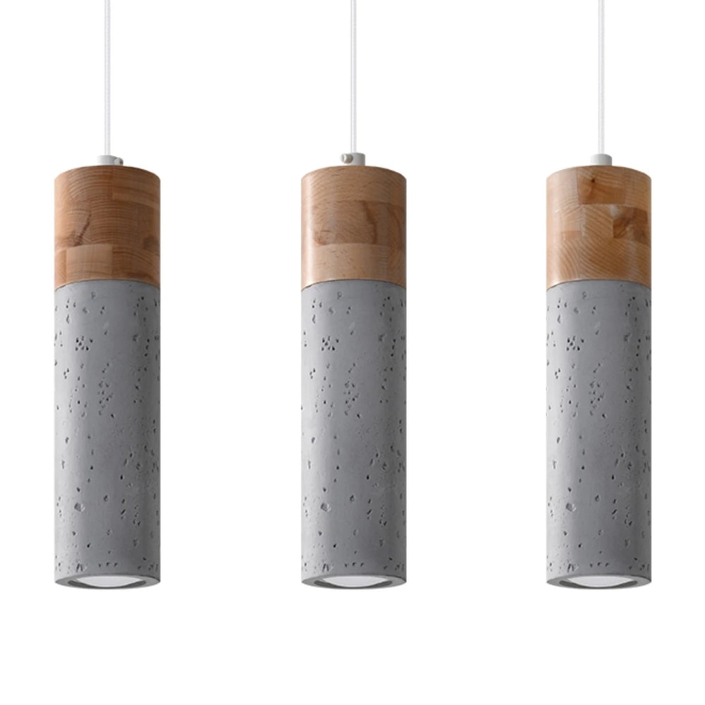 Lampada a sospensione LED Sollux Lighting ZANE con 3 portalampade GU10, finitura Beton Wood, certificata IP20, CE RoHS