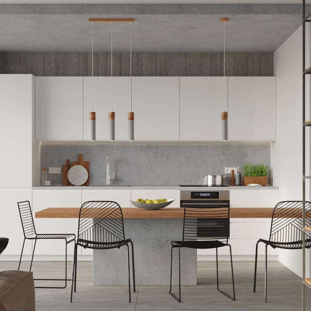 Lampada a sospensione LED Sollux Lighting ZANE con 3 portalampade GU10, finitura Beton Wood, certificata IP20, CE RoHS