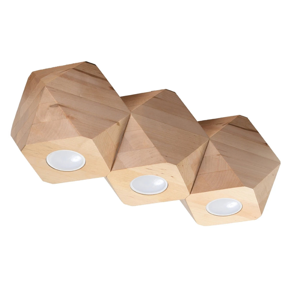 Sollux Lighting Faretto LED da soffitto Woody 3 in legno naturale e oro opaco, IP20, 220-240V, CE RoHS