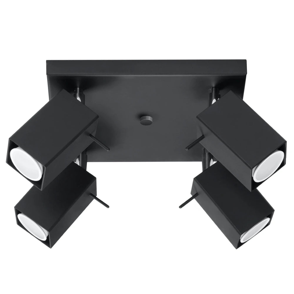 Sollux Lighting MERIDA Faretto LED da soffitto Nero, 4xGU10, IP20, alluminio, CE RoHS, 220-240V