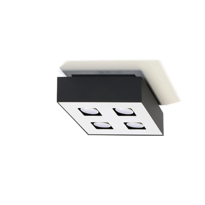 Sollux Lighting MONO 4 faretto da soffitto Nero, compatibile LED, IP20, Alluminio, 220-240V, 4x35W max