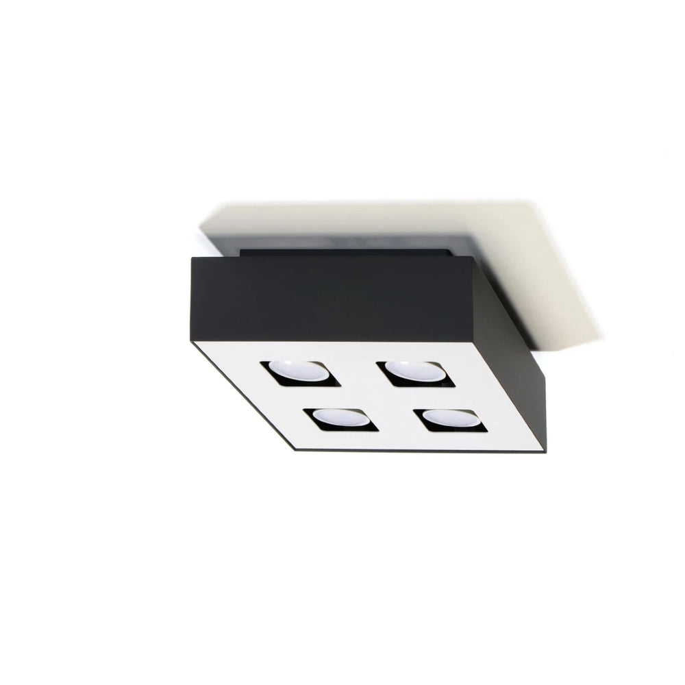 Sollux Lighting MONO 4 faretto da soffitto Nero, compatibile LED, IP20, Alluminio, 220-240V, 4x35W max