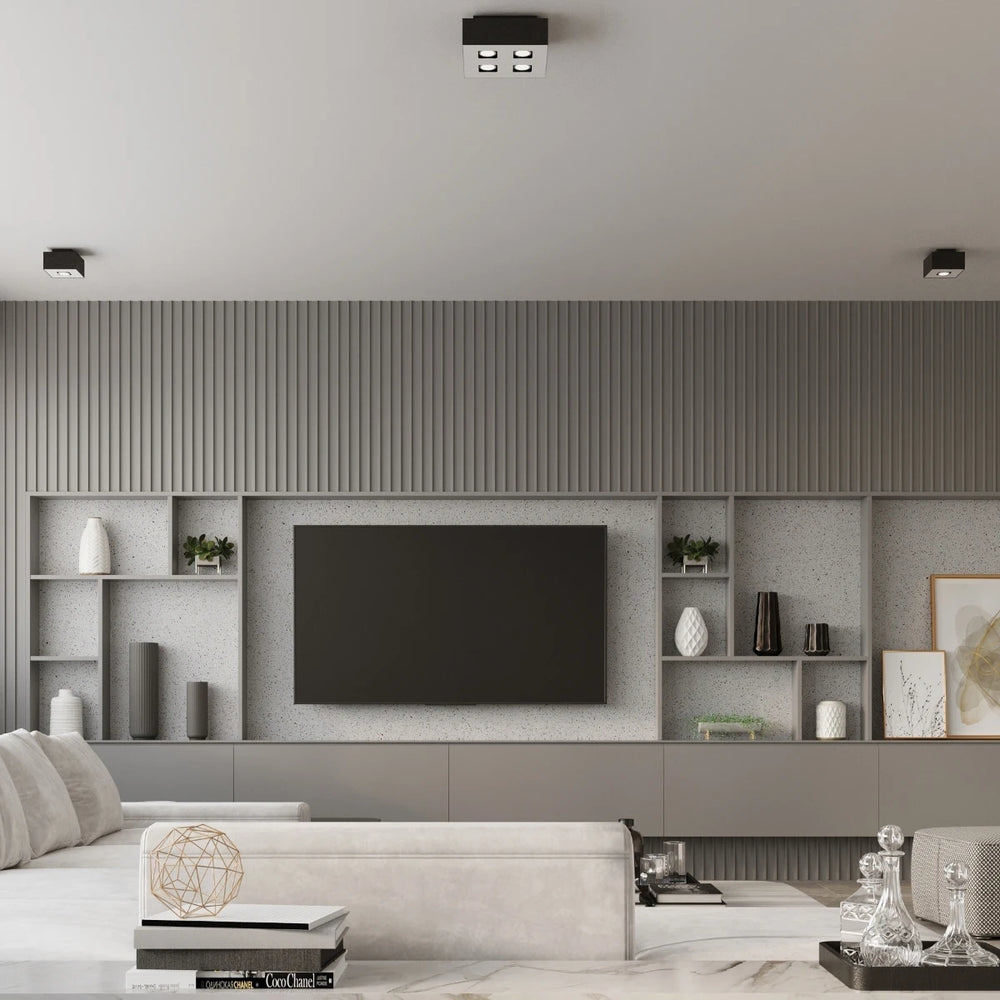 Sollux Lighting MONO 4 faretto da soffitto Nero, compatibile LED, IP20, Alluminio, 220-240V, 4x35W max