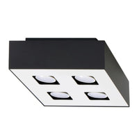 Sollux Lighting MONO 4 faretto da soffitto Nero, compatibile LED, IP20, Alluminio, 220-240V, 4x35W max