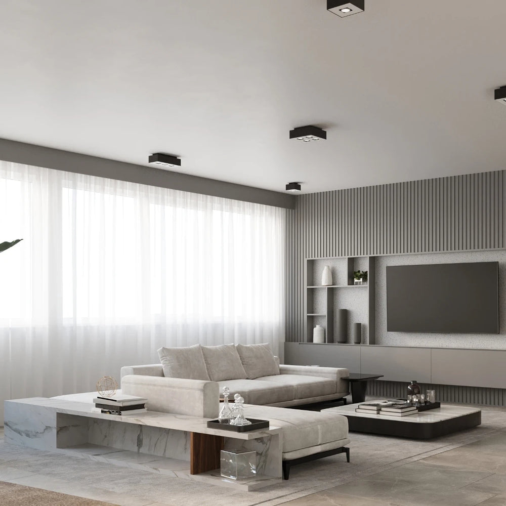 Sollux Lighting MONO 4 faretto da soffitto Nero, compatibile LED, IP20, Alluminio, 220-240V, 4x35W max