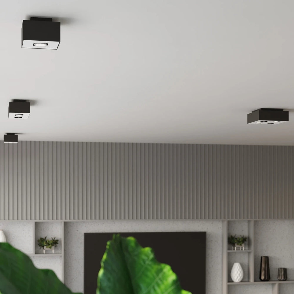 Sollux Lighting MONO 4 faretto da soffitto Nero, compatibile LED, IP20, Alluminio, 220-240V, 4x35W max