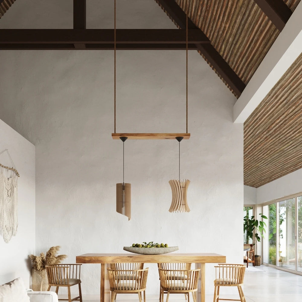 Sollux Lighting ORIANA lampada a sospensione in legno, compatibile con LED, 220-240V, IP20, finitura ottone oro opaco