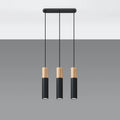 Sollux Lighting Pablo 3 Lampada a Sospensione, 3xGU10, 230V, IP20, Nero e Legno Naturale