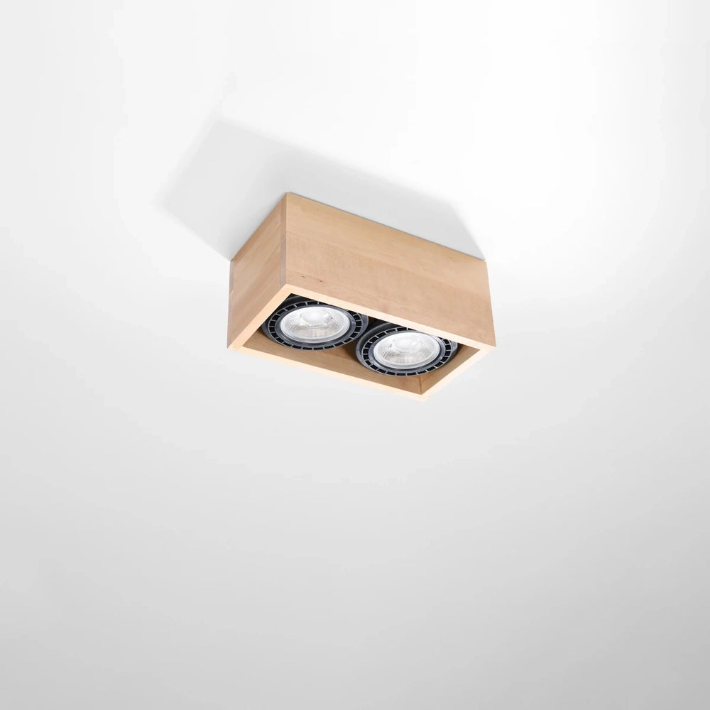 Sollux Lighting QUATRO 2 faretto da soffitto LED legno naturale, IP20, 220-240V, CRI 80, alluminio oro opaco