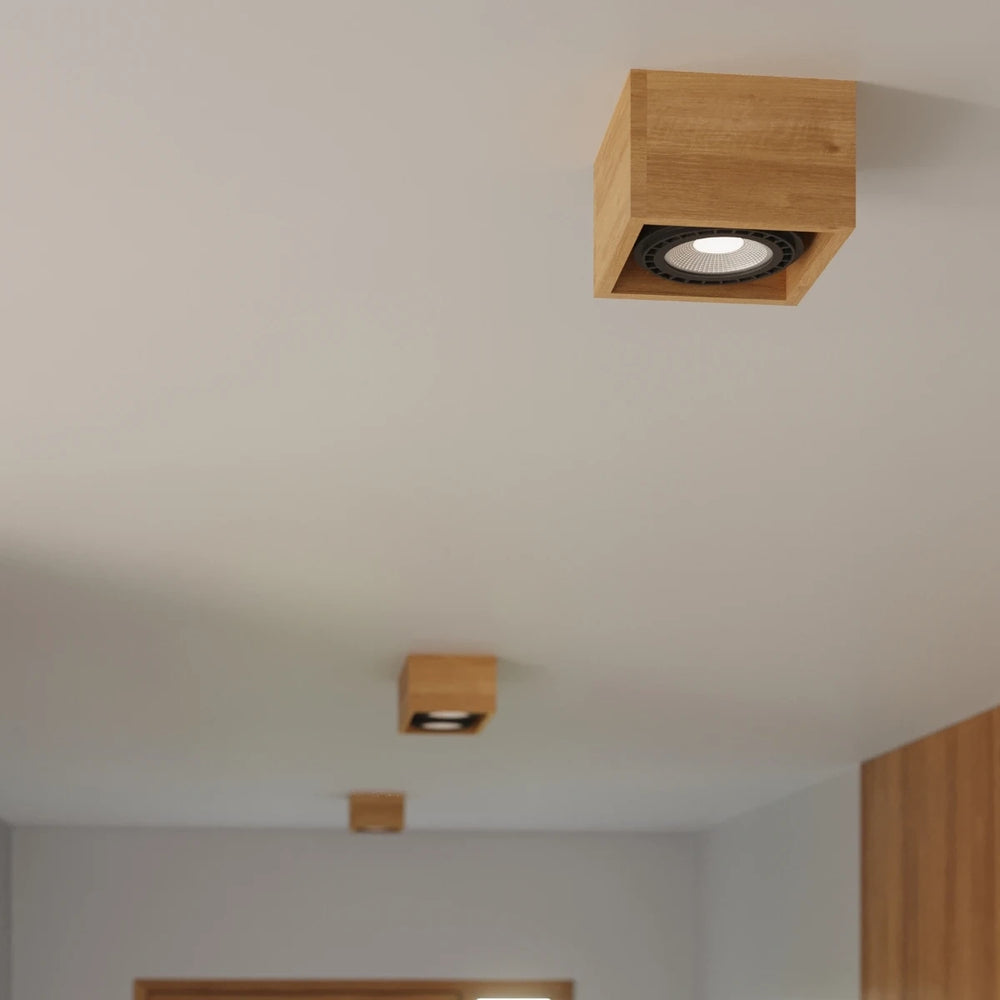 Sollux Lighting QUATRO 2 faretto da soffitto LED legno naturale, IP20, 220-240V, CRI 80, alluminio oro opaco