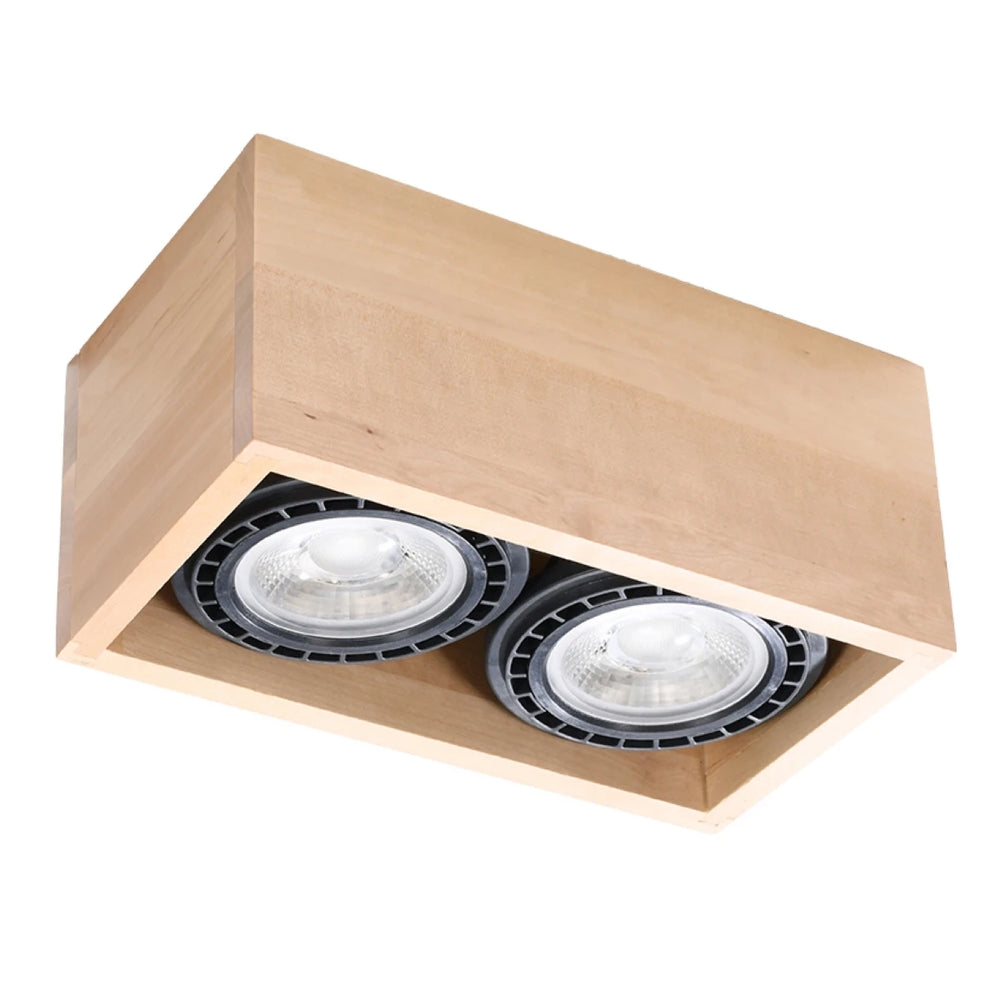 Sollux Lighting QUATRO 2 faretto da soffitto LED legno naturale, IP20, 220-240V, CRI 80, alluminio oro opaco